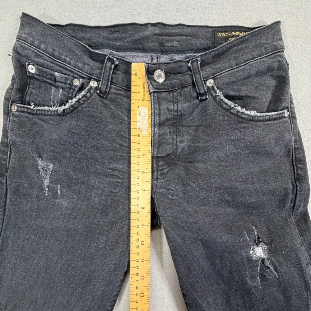Dolce & Gabbana Jeans Women Size 31 Black Good Distressed Slim Stretch - Picture 5 of 11